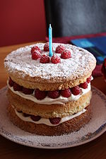 Strawberry shortcake with one candle