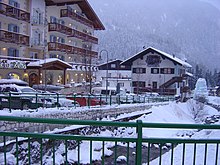 Winter scene in an alpine village