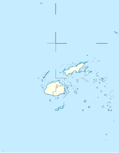Mapa konturowa Fidżi, po prawej znajduje się punkt z opisem „Morze Koro”