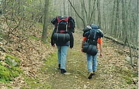 Bear Mountain State Park, New York, walking on a trail