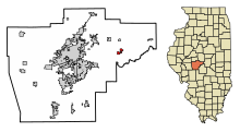 Sangamon County Illinois Incorporated and Unincorporated areas Mechanicsburg Highlighted.svg