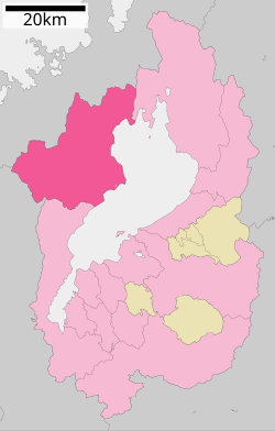 Location of Takashima in Shiga Prefecture