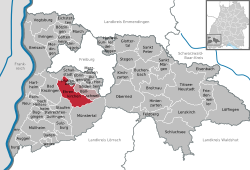 Elhelyezkedése Baden-Württemberg térképén