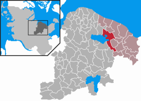 Poziția Giekau pe harta districtului Plön