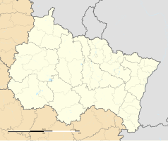Mapa konturowa regionu Grand Est, u góry po lewej znajduje się punkt z opisem „Vieux-lès-Asfeld”