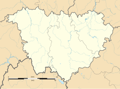 Mapa konturowa Górnej Loary, w centrum znajduje się punkt z opisem „Lissac”