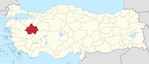Location of Kütahya Province in Turkey