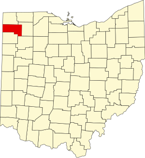 Map of Ohio highlighting Defiance County