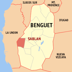 Mapa de Benguet con Sablan resaltado