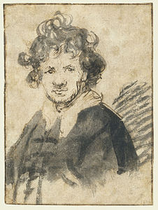 Memportreto , krajono kaj peniko kaj inko sur papero, ĉirkaŭ 1628-1629
