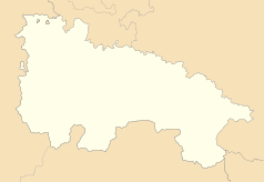 Mapa konturowa La Rioja, blisko centrum na dole znajduje się punkt z opisem „Rabanera”