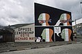 Mural anti-censure et électoral. Springhill Avenue, West Belfast 1984.