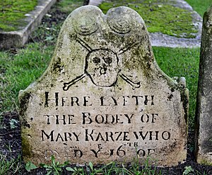 Mary Karze "who dyed ye 16th of April 1686"
