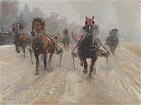 Trotting Race in the Snow.