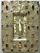 Portada del libro con el icono bizantino de la crucifixión, antes de 1085