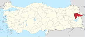 Provincie Ağrı na mapě Turecka