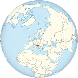 Croatia on the globe (Europe centered)