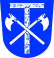 Gemeinde Wittibreut In Blau ein silbernes Philippuskreuz, überdeckt von zwei schräg gekreuzten silbernen Reuthauen.