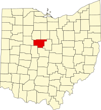 Locatie van Marion County in Ohio