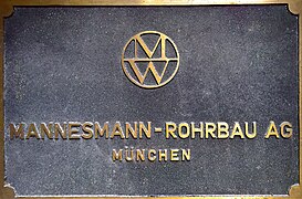 Messingschild der Mannesmann-Rohrbau AG - München