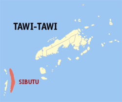 Map of Tawi-Tawi with Sibutu highlighted