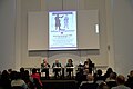 Da sinistra: moderatore wikipediano, lo storico Michele Sarfatti, la docente Adriana Lotto e il compositore e direttore d'orchestra Francesco Lotoro