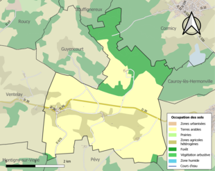 Carte en couleurs présentant l'occupation des sols.