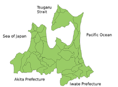 Aomori prefekturasının xəritəsi