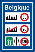 Belgien (altes Schild, bis 2017; Wallonien: weiterhin 90 km/h auf Landstraßen)