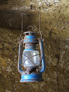 Blue hurricane lamp