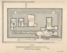 Dibuix, d'O. Völz, del plànol de la «Mastaba dels Princeses»