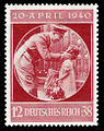 Német postabélyeg Adolf Hitler képével a náci Németország idején.