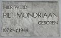 Commemorative plaque on Mondriaan's house of birth.