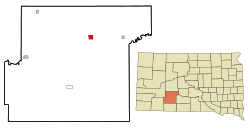 Location in Jackson County and the state of South Dakota