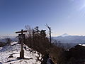 山頂標と富士山