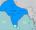 L'Imperi maurya en la seva màxima extensió territorial, per l'any 265 aC, en temps d'Aśoka el Gran.