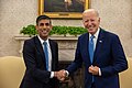 Prime Minister Rishi Sunak and President Joe Biden during a bilateral meeting in the Oval Office, 2023