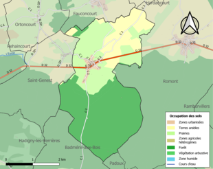 Carte en couleurs présentant l'occupation des sols.