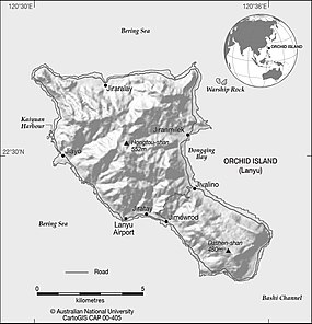 Karte von Taiwan, Position von Lan Yu (Orchideeninsel) hervorgehoben