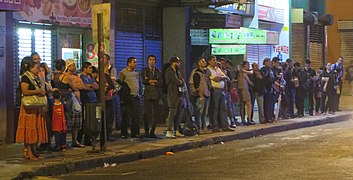 Bus queue in San José. Costa Rica.jpg