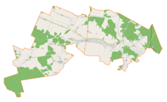 Mapa konturowa gminy Jeżowe, blisko centrum na prawo u góry znajduje się punkt z opisem „Muzeum Chrystusa Frasobliwego w Jeżowem”