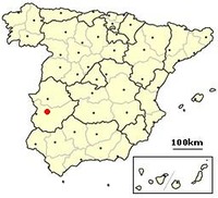 Položaj Méride u Španjolskoj i autonomnoj zajednici Ekstramaduri