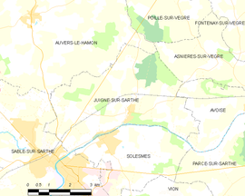 Mapa obce Juigné-sur-Sarthe