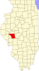 Map of Illinois highlighting Morgan County