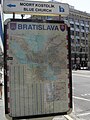 Mappa ta' Bratislava fiċ-ċentru tal-belt