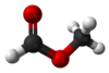 Ball-and-stick model of the methyl formate molecule