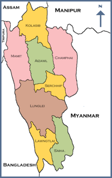 Districten in de staat Mizoram