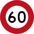 (R1-1) 60 km/h speed limit (Used until 2016)