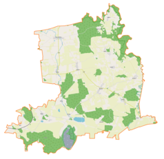 Mapa konturowa gminy Wilczęta, u góry nieco na lewo znajduje się punkt z opisem „Stare Siedlisko”