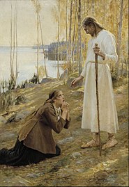 Christ and Mary Magdalene (1890) by Albert Edelfelt in a Finnish locale